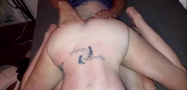  Slutty girl gets banged by two two neighbors